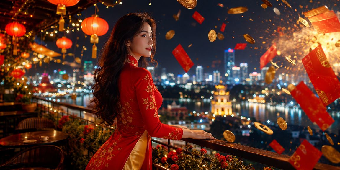 Phong bì đỏ truyền thống và không khí cá cược dịp Tết tại Hà Nội với áo dài